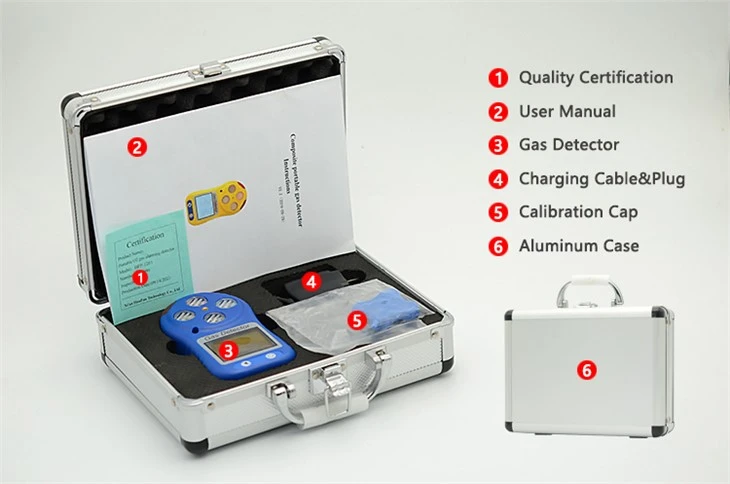 Portable H2S CO O2 Combustibles Gas Detector
